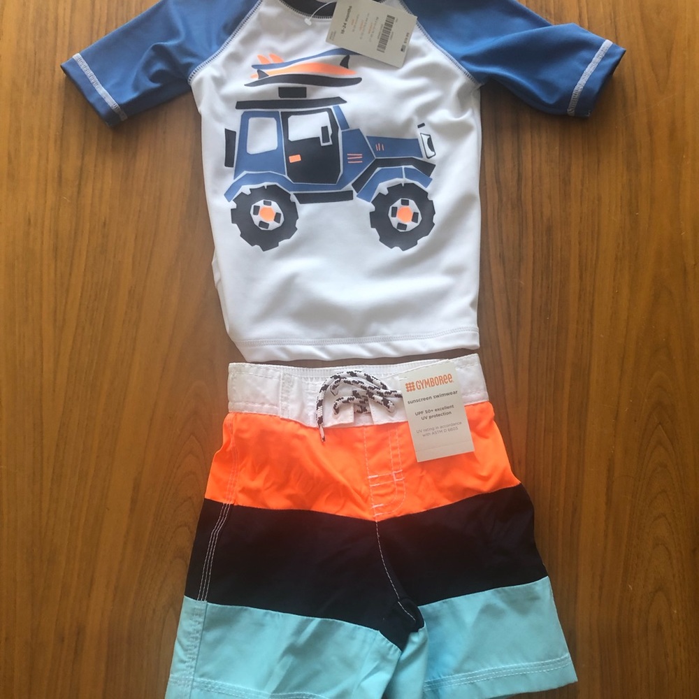 Gymboree rash guard & board shorts (new with tags)